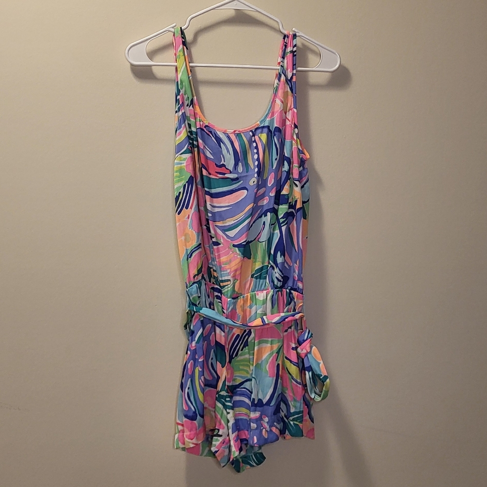 Lilly Pulitzer Multicolor Tropical Print Romper - Pink, Blue, Green